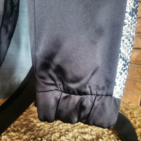 ZARA Women's Black Satiny Joggers w/Snakeskin Pattern Side Stripes - Size M - Picture 6 of 15